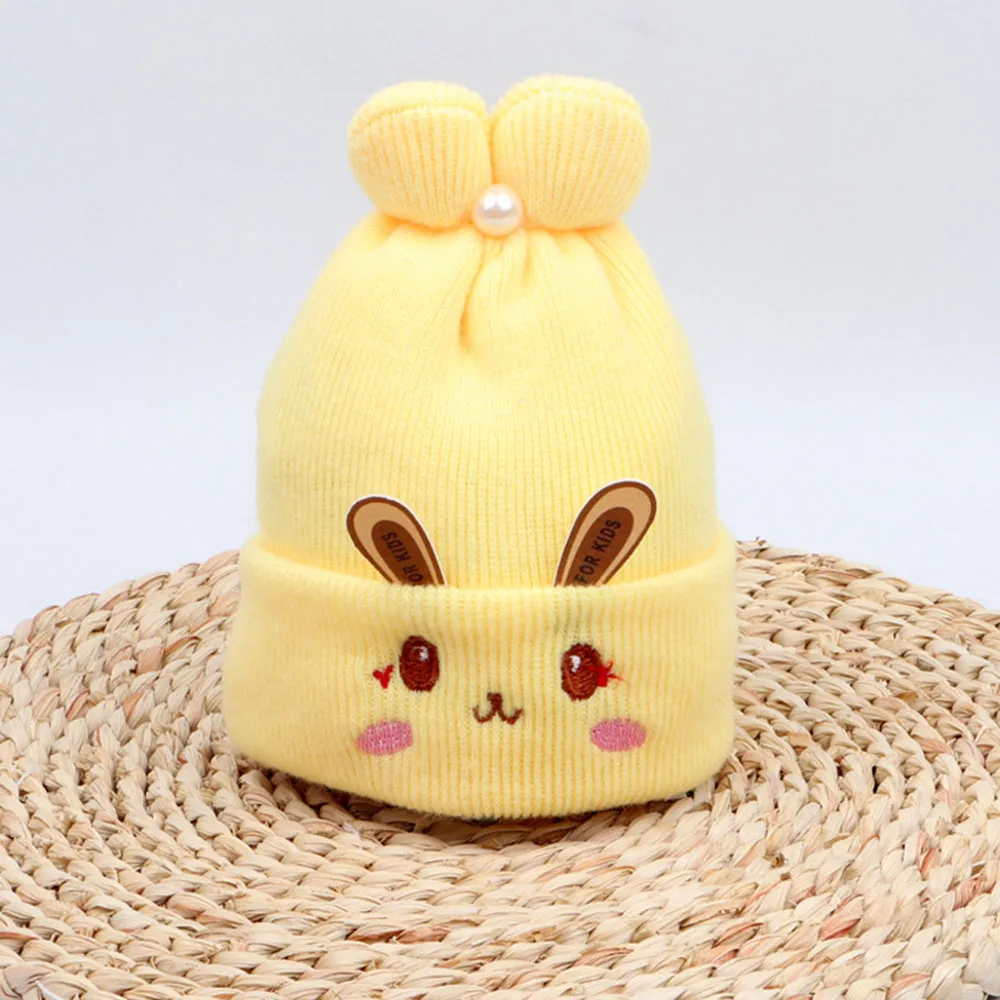 Cotton Newborn Baby Cashmere Fetal Cap Autumn Winter Girl Boy Woolen Hats Cute Bunny Cartoon Warm Caps For Kids 0-9 Month