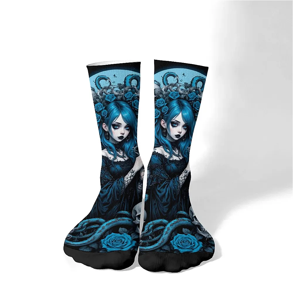 

Goth style Girls Skeleton Men's socks Fun crew socks, retro casual hip hop trend socks, comfortable and breathable, men's gifts