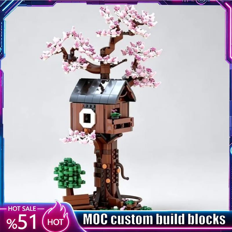 NEW 658PCS Tree House Model Custom Puzzle DIY Assembly Building Blocks Creative Display Collection Educational Toy Popular Gift