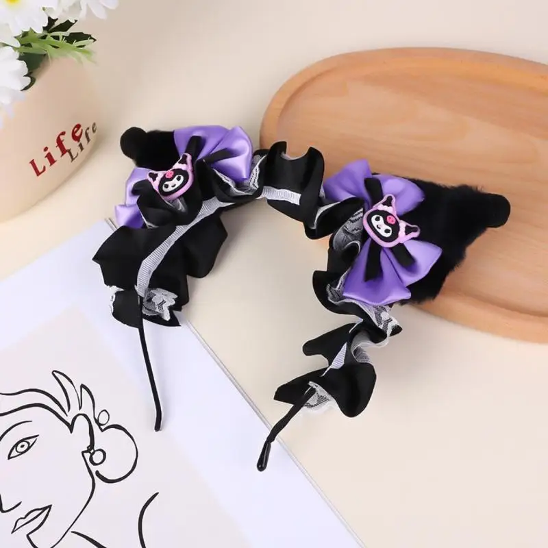 Kawaii Kuromi Headband Cinnamoroll My Melody Lolita Plushie Hair Accessories Cartoon Sanrios Ornament Photography Props Gift