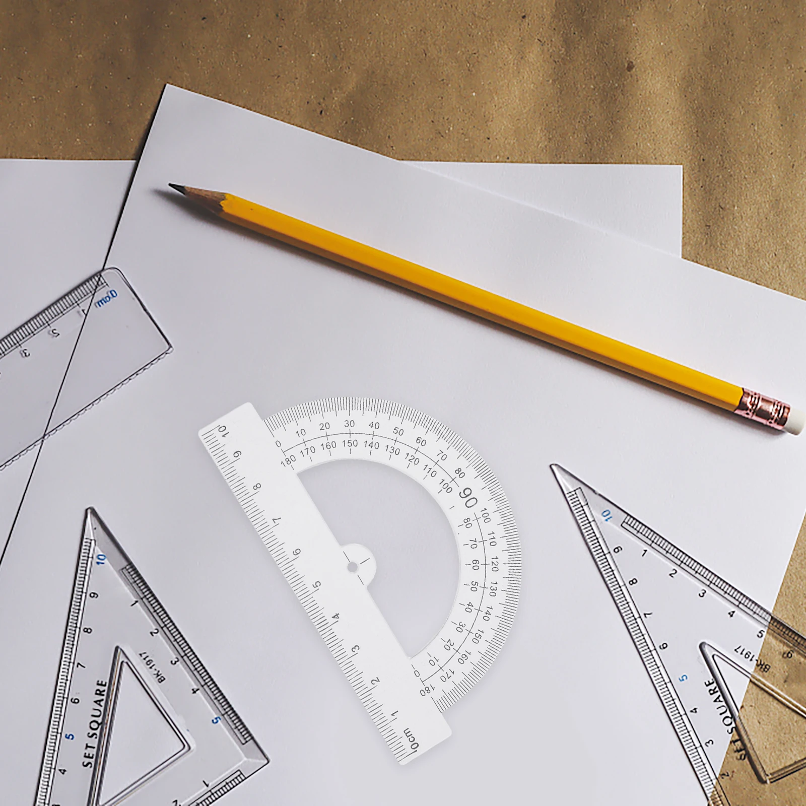 

10pcs Mini Plastic Protractor for School Geometry Half Circle Math Angle Tool Transparent Measuring Drawing Aid 180 Degrees