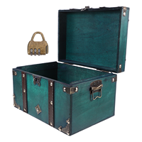 Large Size Vintage Retro Jewelry Box Wooden Treasure Chest Storage Case With Password Lock For Boxes Bins ganizer Home Storage