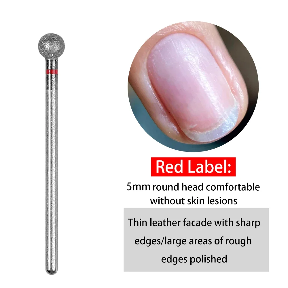 Broca para uñas con cabeza de bola limpia para cutículas de diamante, 2 uds., para máquina eléctrica, perfecta para pulido de Gel, manicura acrílica, pedicura y cutícula