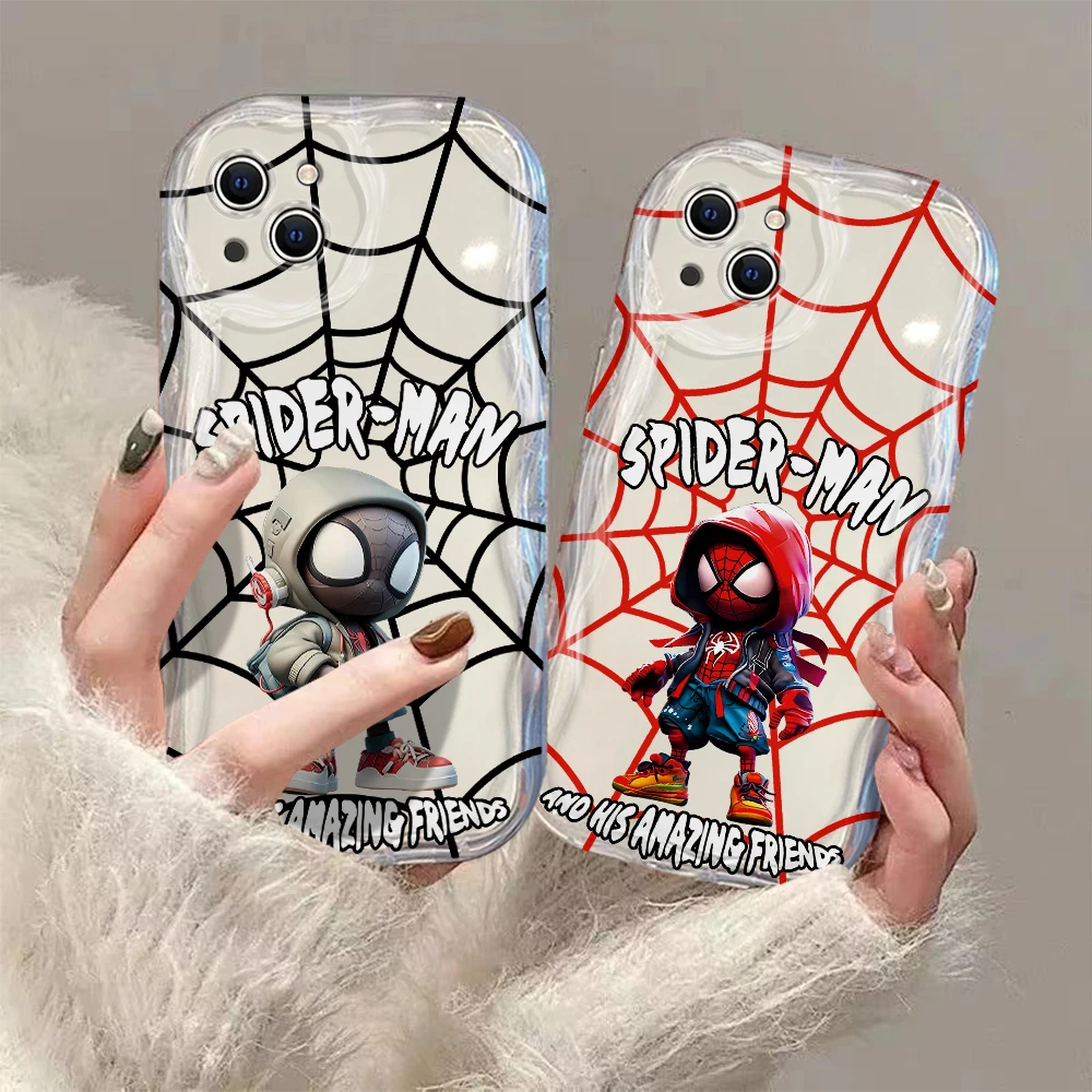 Cartoon Fashion Dressed Spider3D Wave Case For iPhone 15 14 13 12 11 Pro Max Mini X XR XSMAX 8 7 6S Plus Soft Silicone Cover-Man