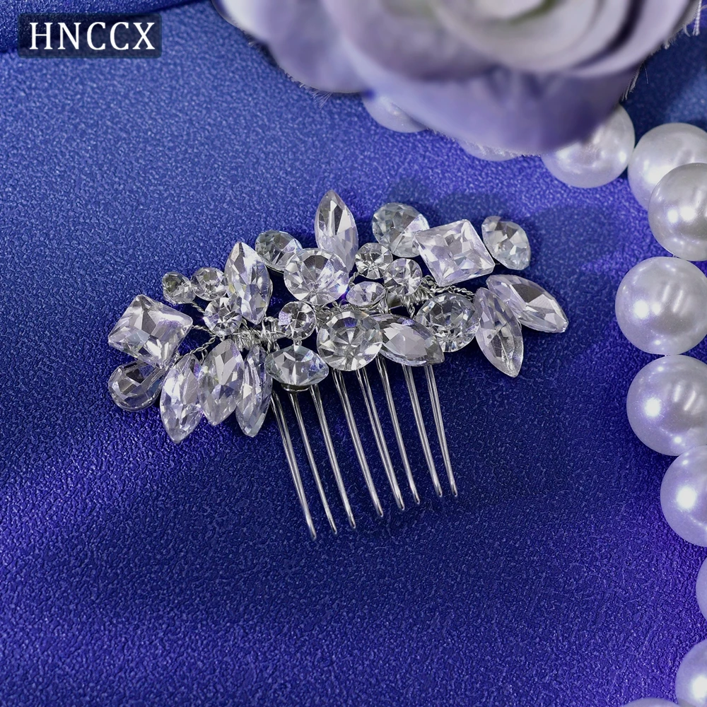 HNCCX Bridal Crystal Hair Combs Handmade Hair Accessories Wedding Hair Clips Silver Rhinestone Headpieces For Women Party CP88