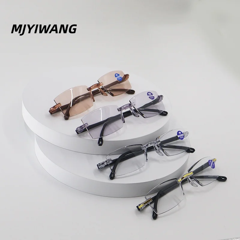 1/4 Stück Neue Anti-Blaulicht Lesebrille für Männer und Frauen Randlose Korrekturbrille für Alterssichtigkeit Damen Blaulichtfilter-Brille