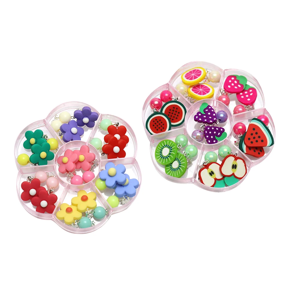 

14 Pairs Earrings and Clips for s Birthday Gift Girls Accessories Decorative Stud Cute