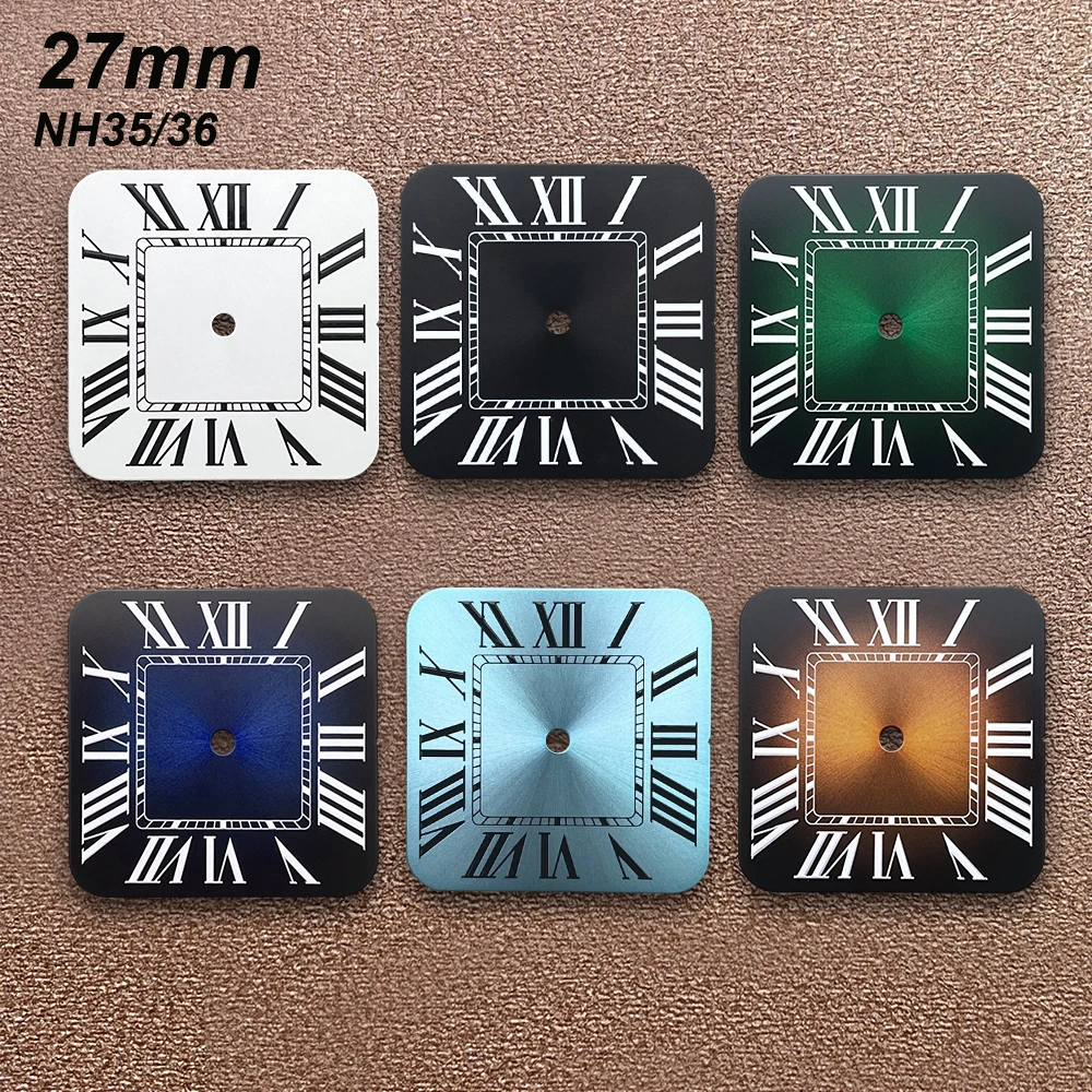27mm No Logo Square Dial Fit NH35/NH36/4R/7S Movement No Luminous Custom Logo High-Quality Watch Modification Accessories