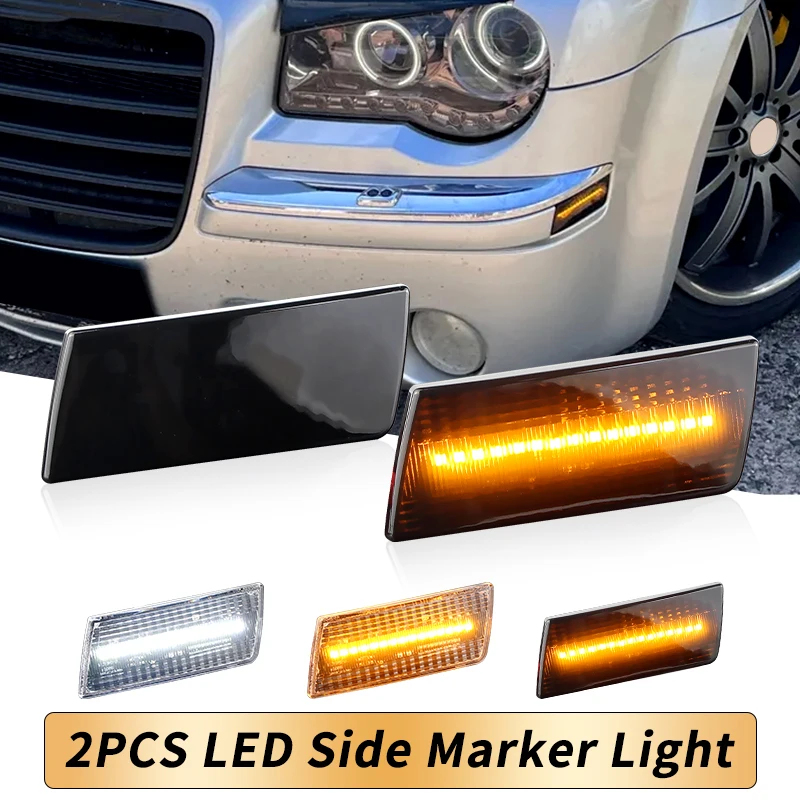 

2 шт. светодиодный боковой габаритный фонарь Янтарный передний бампер указатель поворота дальнего света для Chrysler 300 300C 2005 2006 2007 2008 2009-2010