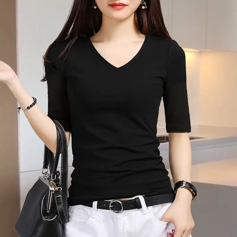 

Short Sleeved T-shirt Women Spring/summer 2025 New Base Shirt Tees Tight Tops Футболка Womens T Shirts