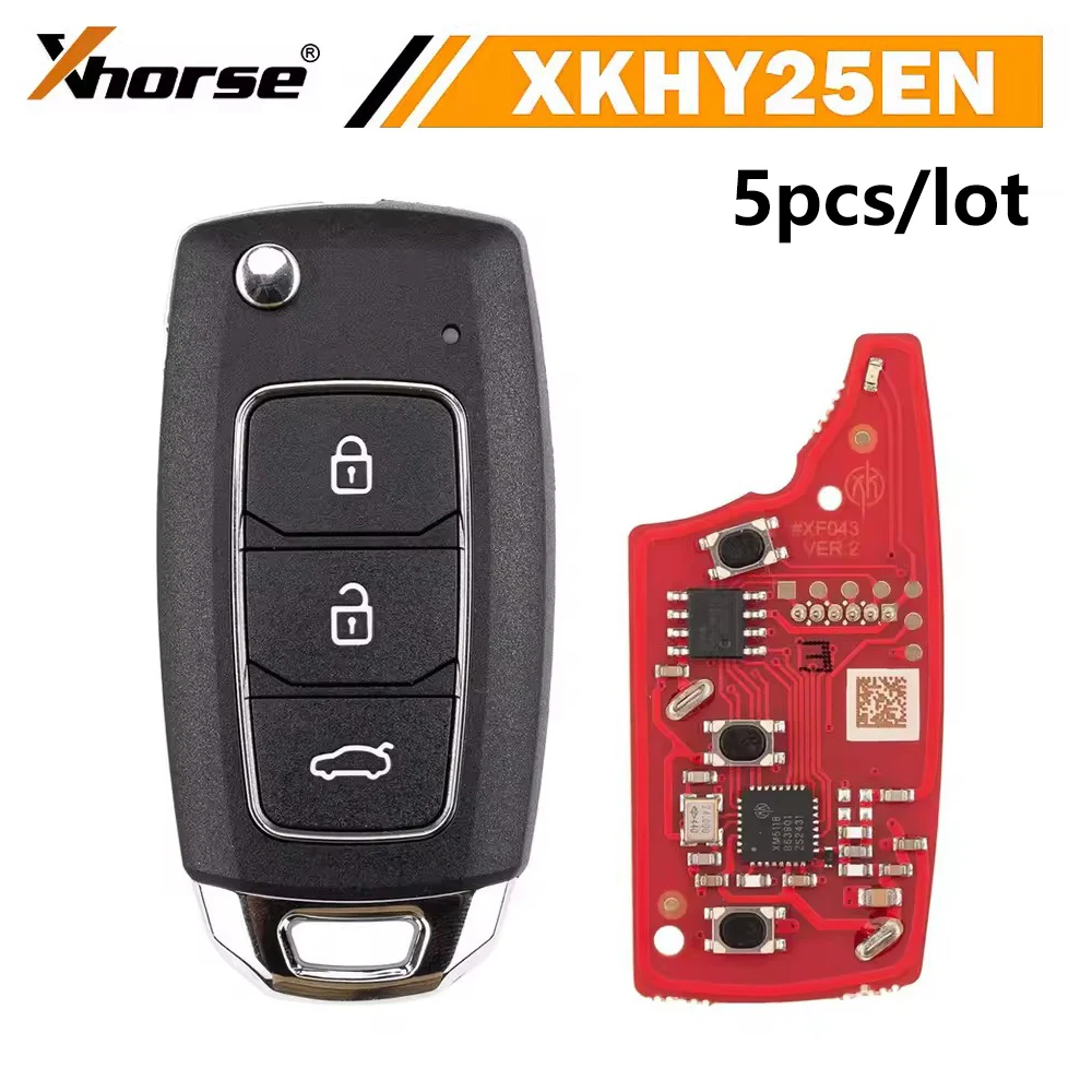 5pcs/lot XHORSE XKHY25EN for Hyundai style Wired Universal Remote Key Fob 3 Button for VVDI Key Tool