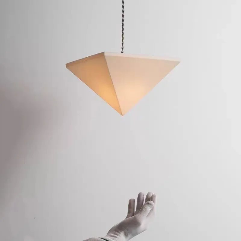 Triangle Fabric Atmosphere Lamp Wabi Sabi Style Home Decor Designer Pendant Light for Living Room Corridor Bedroom Headboard