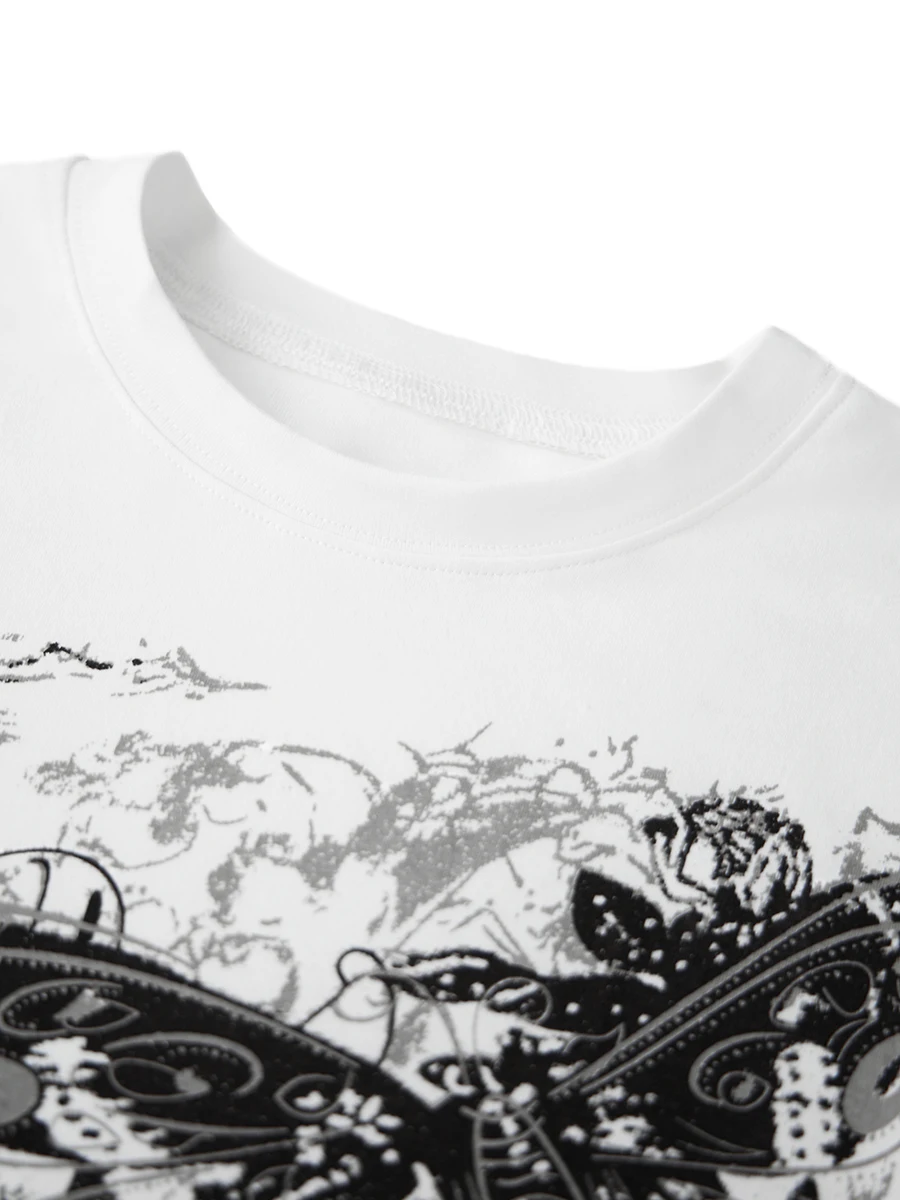 تي شيرت نسائي صيفي مينغ بأكمام قصيرة ورقبة دائرية وطباعة نمط تي شيرت عصري