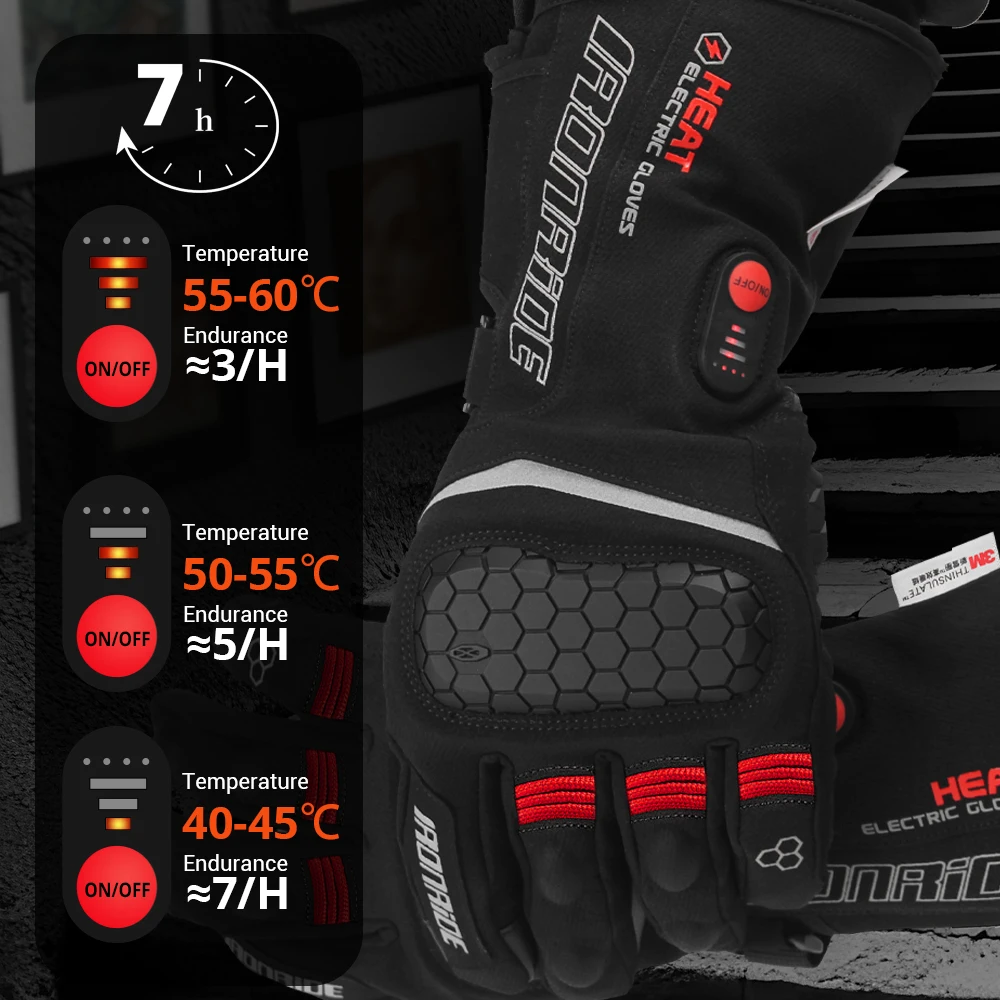 Motorcycle Heating Gloves, Waterproof Winter Riding Gloves, Warm And Rechargeable Snow Motorcycle Electric Heating Gloves