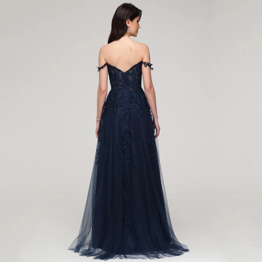 ABITO FORU Abiti da sera eleganti Tulle per pavimento-lunghezza Sweetheart Prom Dress A-line Appliques Abiti De Fiesta Personalizzato