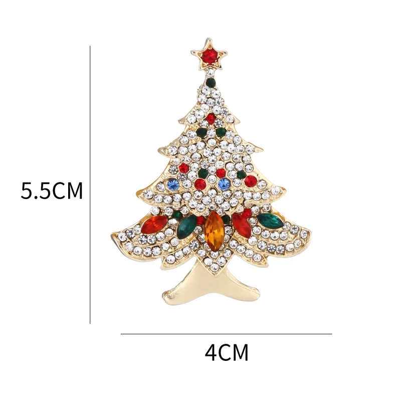 New Christmas Tree Brooches For Women Vintage Multi-Colored Christmas Tree Rhinestone Brooch Pin Wedding Party Jewelry