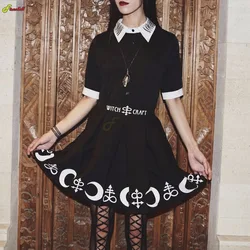 Halloween Gothic Cosplay Costumes Pleated Skirts Punk Dark Academia Aesthetic A-Line Mini Skirt for Women Y2K Streetwear