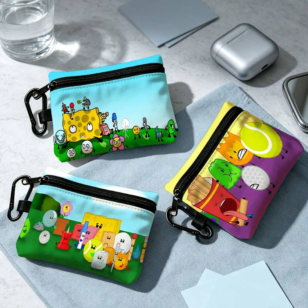 BFDI Funny Battle For Dream Island Fashion Wear-resistant Oxford Cloth Coin Purse Portable Backpack Hanging Card Storage Bag