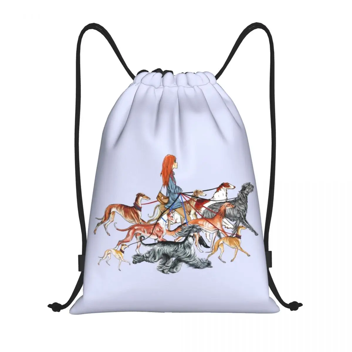 

Custom Walking The Sighthounds Drawstring Backpack Bags Lightweight Whippet Greyhound Dog Gym Sports Sackpack Sacks for Shopping