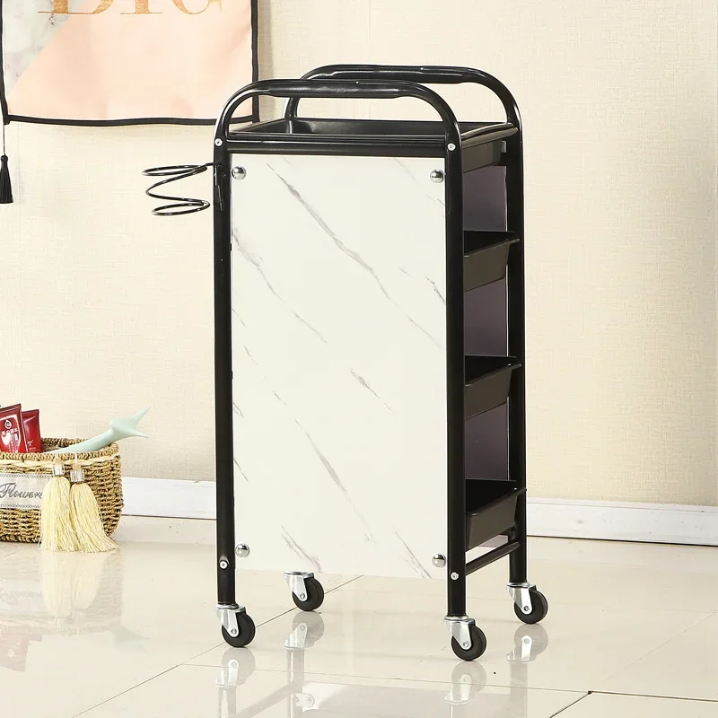 Retro Metal Cosmetologist Trolley Mobile Pulley Beauty Salon Cart Multi-level Classification Barber Trolley Wild Scene Tool Cart