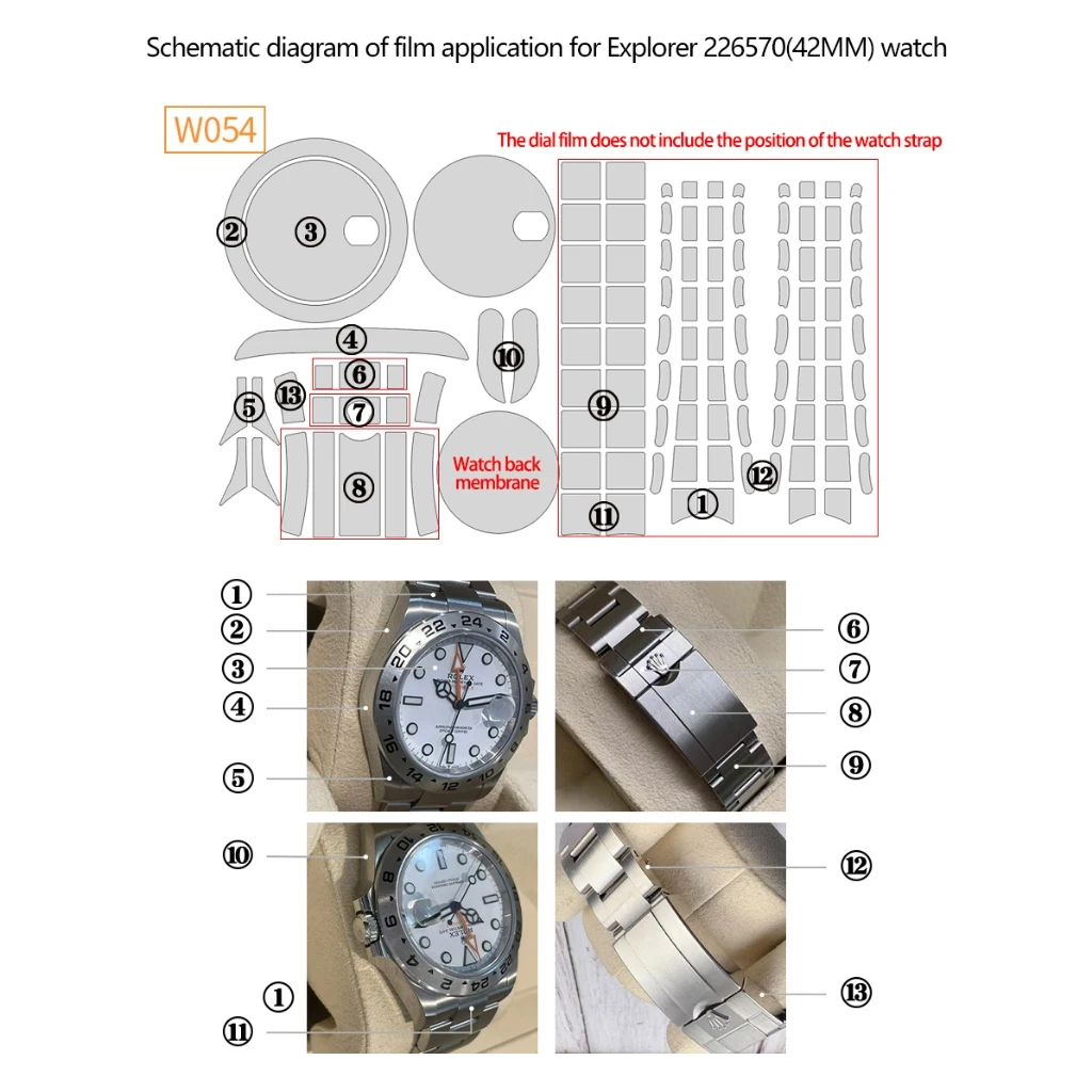 Watch Film for Rolex Explorer II 226570 (42MM) Full Set Wear‑Resistant Oil‑Resistant High‑Transparent Protective Film