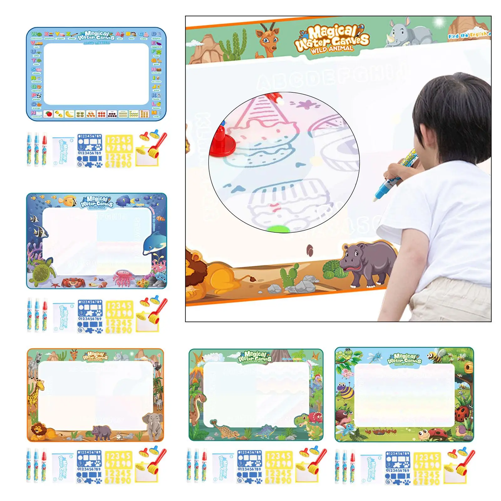 Água Pintura Mat Doodle para criança, brinquedo educativo, idade 2, 3, 4, 5, 6 anos de idade