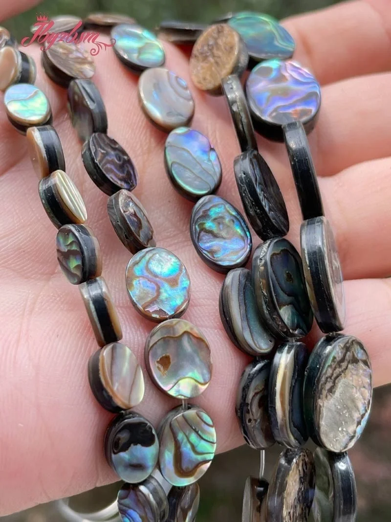 Oval Multicolor Abalone Shell Beads Loose Natural Stone Beads for DIY Needlework DIY Accessories Charms Jewelry Making 15