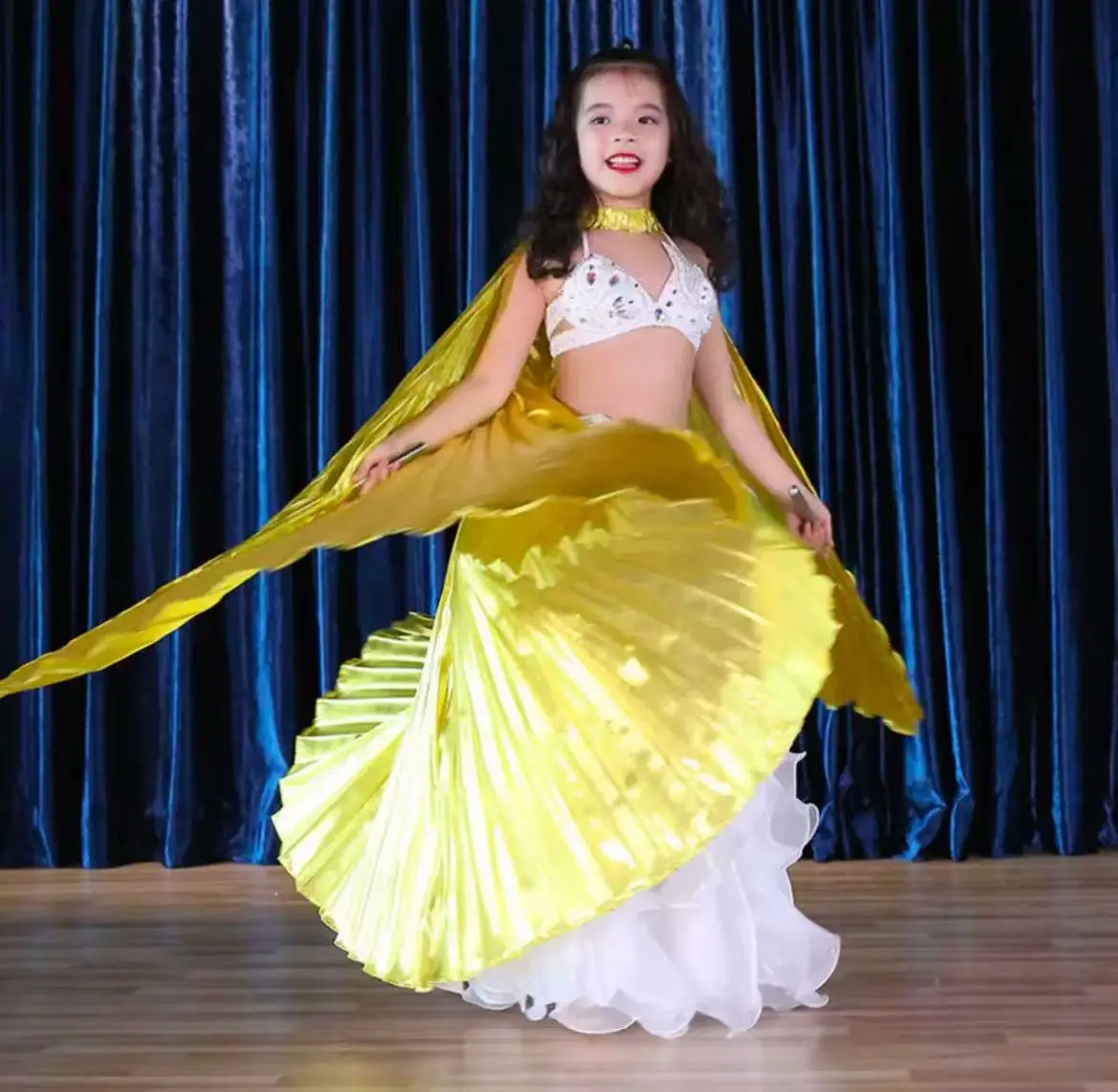 Bauchtanz 360 ° Goldene Flügel Isis-Flügel Zubehör Cosplay Bollywood Orientalischer Ägyptischer Tanz Kinder Mädchen Goldenes Kostüm – Detail 6