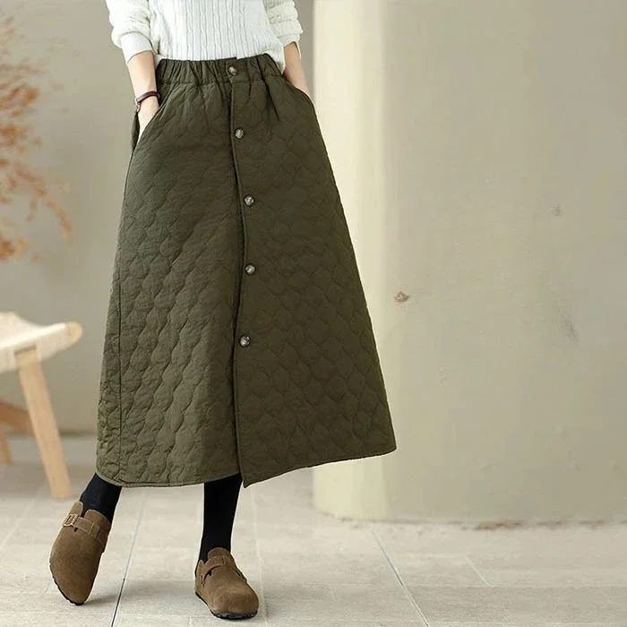 Autumn and Winter New Korean Version Irregular Padded Skirt A-shaped Skirt Design Diamond Cotton Skirt