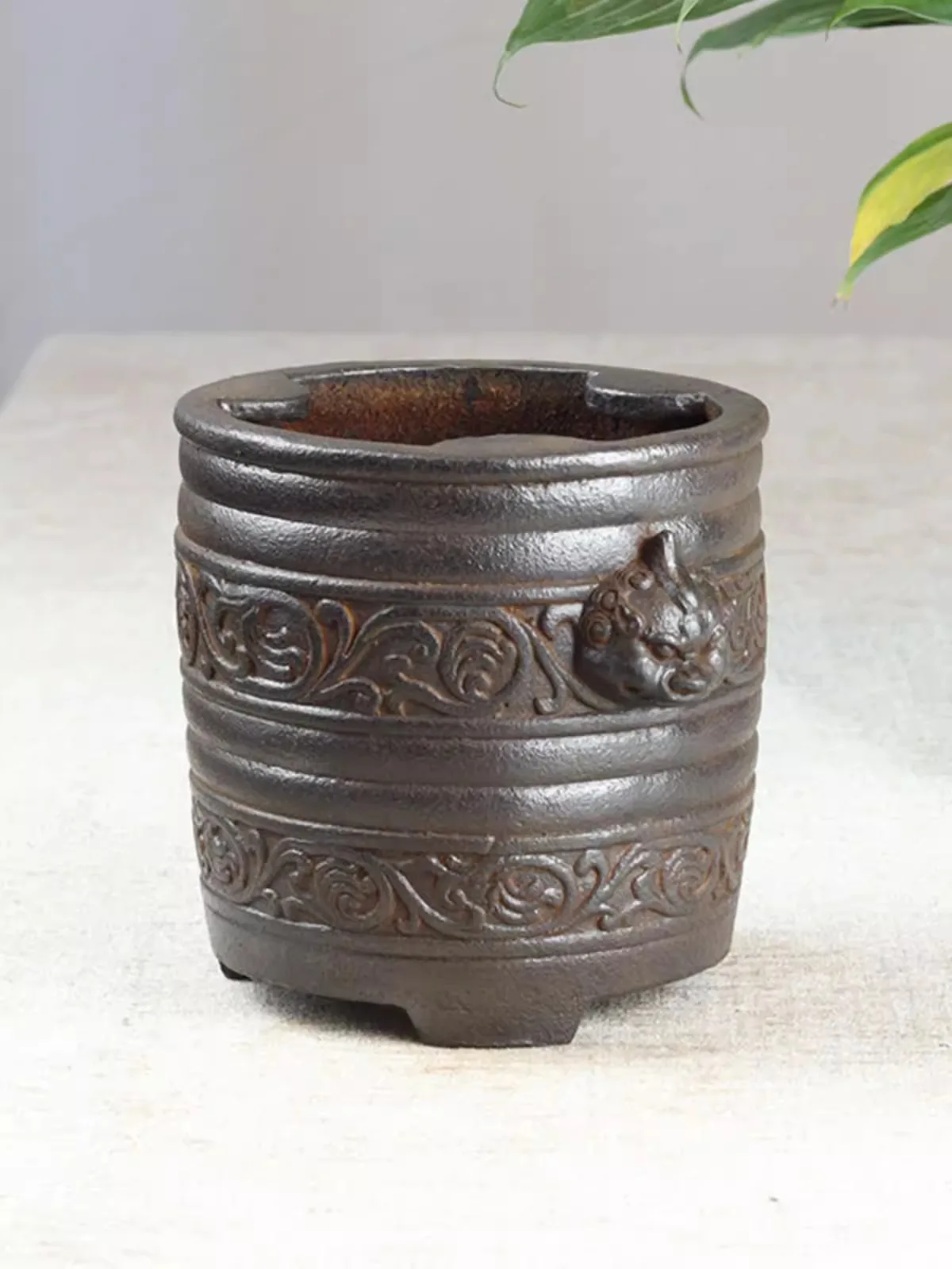 Antique Cast Iron BBQ Grill Mini Charcoal Warm Tea Wine Stove Heating Small Brazier Home Decoration Folk Craft Collection 003-70