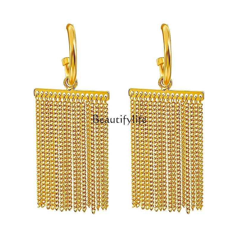 

European and American fashion chain fringed waterfall earrings, unique design sense, personalized earrings