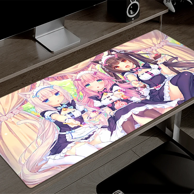 Mouse Pad Nekopara Non-Slip Rubber Edge locking mousepads Game player notebook computer Pad table mat PC carpet Kawaii Girl XXL