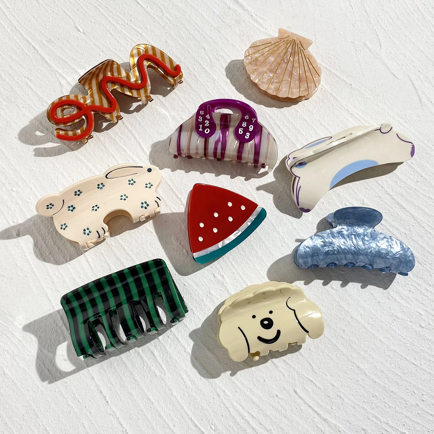 

AENSOA Summer New Style Version Shape Claw Clip Creative Personality Acrylic Cute Rabbit Shark Handbag U-shaped Hairpin Women