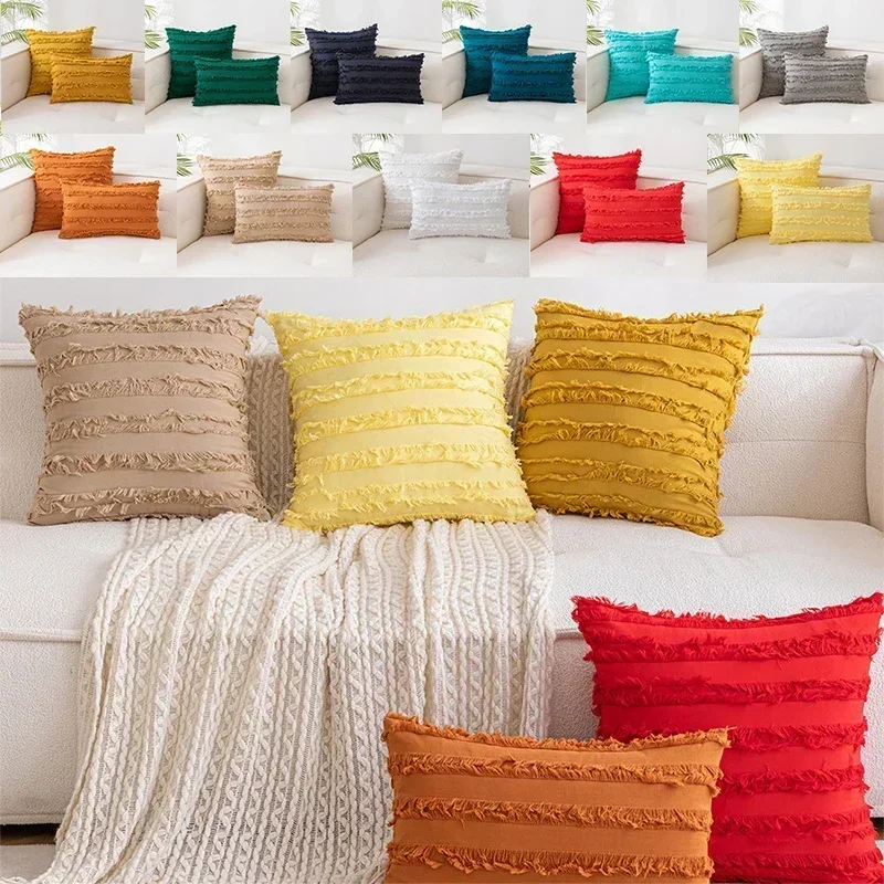 

Solid Colorful Soft Cushion Cover Lace Pillowcase Square Cushion Case for Living Room Sofa Cushions Home Decor 45x45/30x50CM