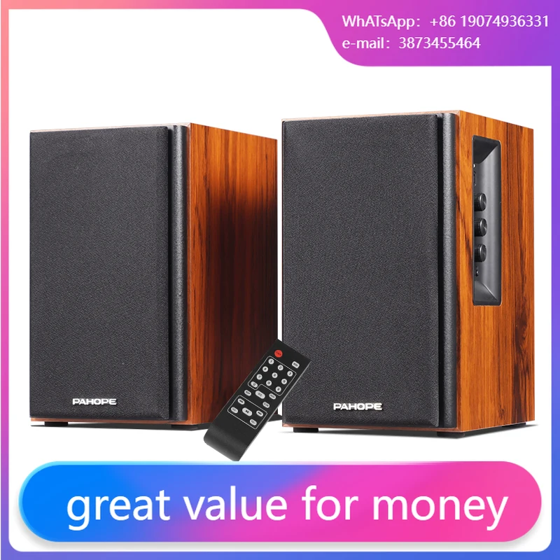 Home 2.0 Active Hi-Fi Bookshelf Speakers Living Room Stereo Sound Speaker System With BT, USB, AUX Function