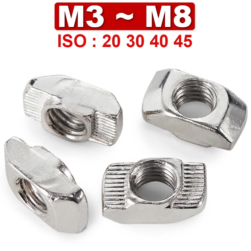 M3 M4 M5 M6 M8 T-shaped Hammer Nut Slider Nut Fasten Connector Aluminum Extrusion Profile Groove European Standard 20 30 40 45