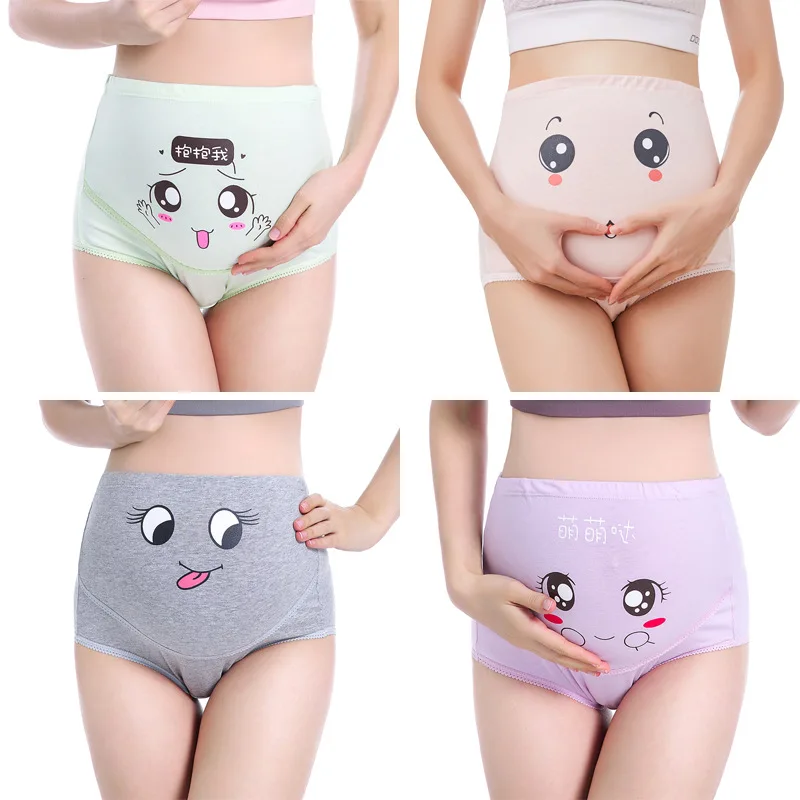 

Cotton Pregnancy Panties Intimates Maternity Bandage Adjustable Belly Cartoon Solid Color Underwear Clothing For Pregnant Women