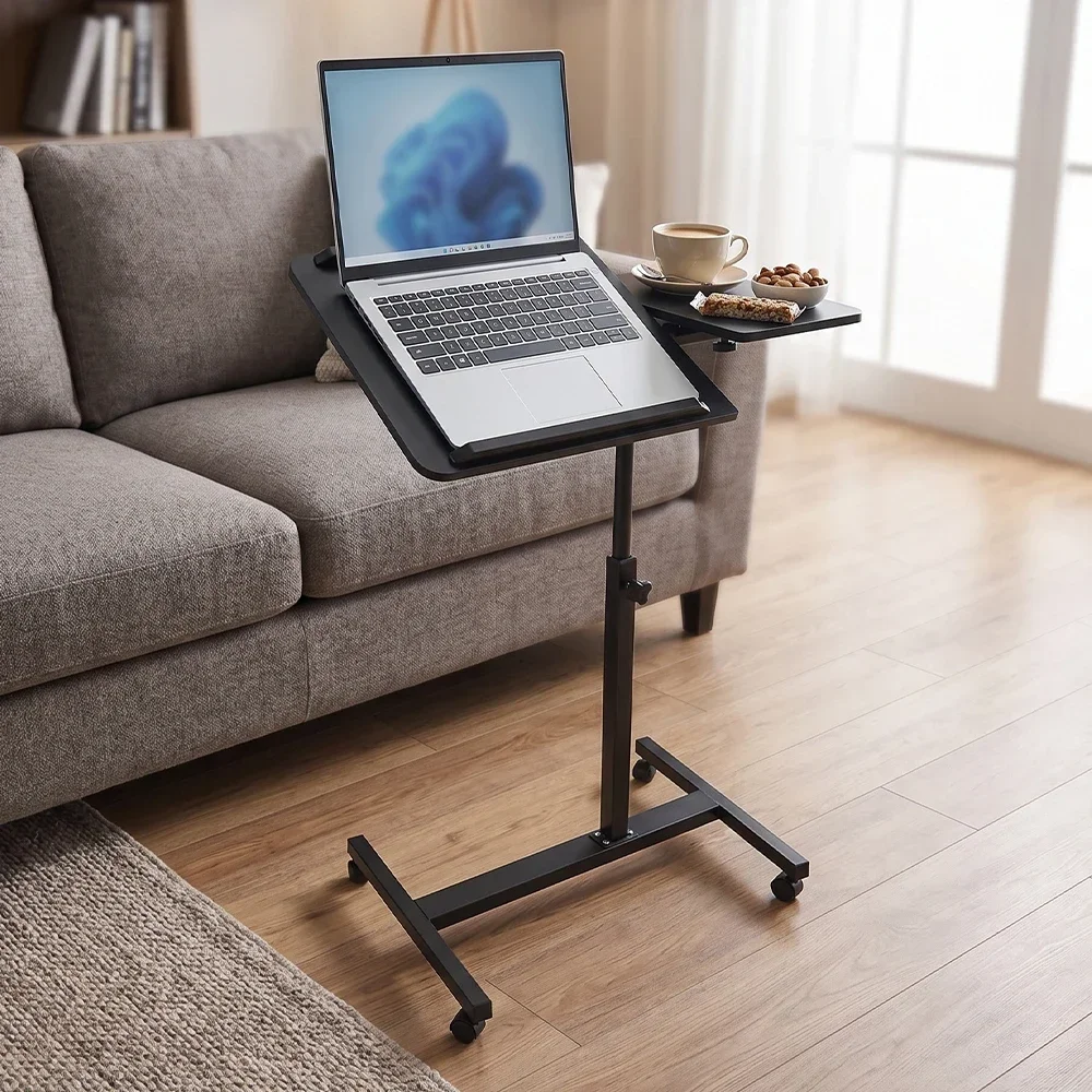 Regulowane po wysokości, mobilne biurko na laptopa z kółkami, 59–89 cm, z możliwością regulacji kąta nachylenia blatu, przenośny stolik boczny do łóżka, sofy, biura domowego, do pracy, czytania i