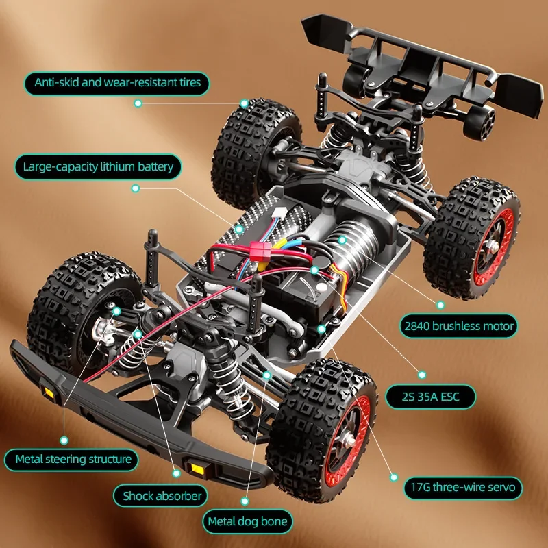 Jjrc rc carro 1/18 escova de carbono carros rc de alta qualidade com pneu sobressalente headligh 31 km/h off-road curso curto caminhão veículo criança brinquedos