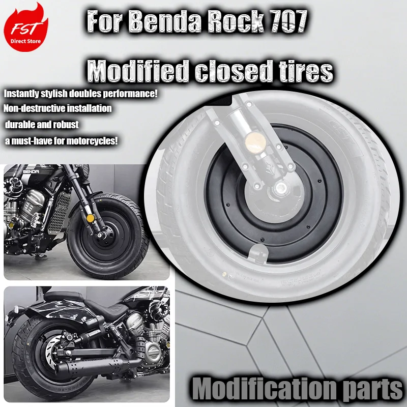 

Для Benda Rock 707: модифицированные заглушки для колесных дисков, защитные кольца для передних и задних шин, металлические декоративные накладки, Black Warrior.