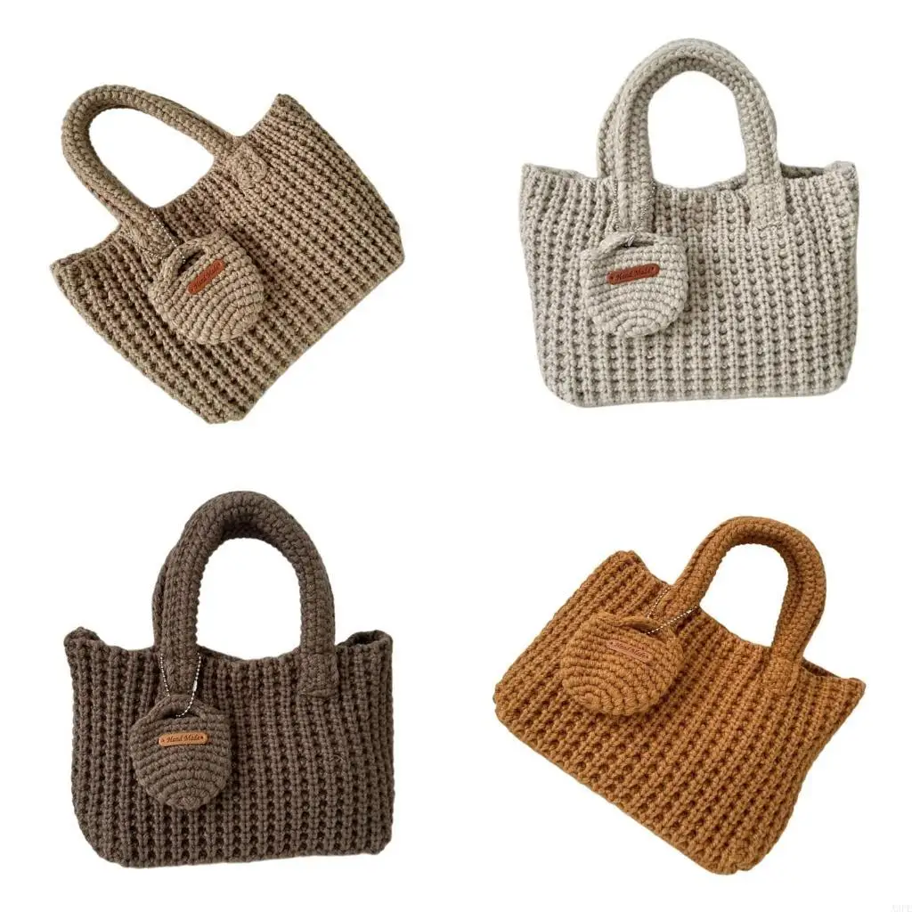 

Unique Handmade Yarn Bag Crochet Handbag Top Handle Bag for Casual or Travel Use