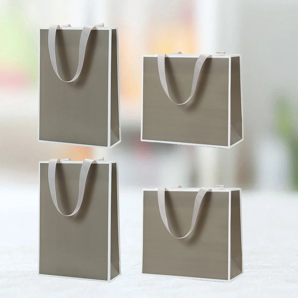 

4Pcs Durable Jewelry Packaging Sack Paper Bags for Gift Packing Craft Projects Home Decor Grey Horizontal Vertical