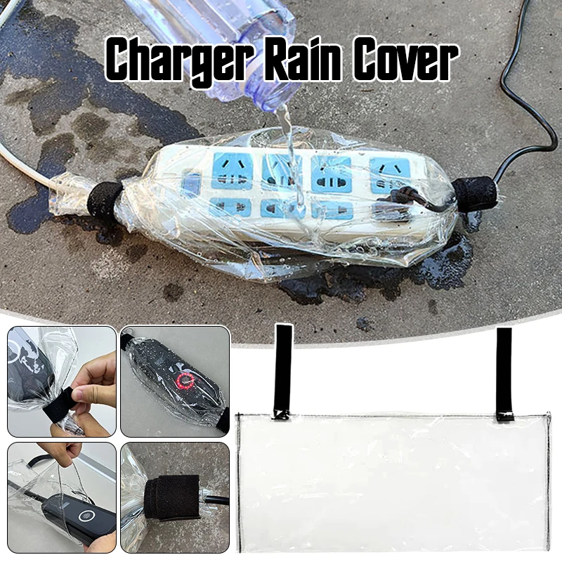  Waterproof Charger Rain Cover Electric Car Dustproof Control Box Outdoor PVC Waterproof Bag Plug Row Motor Vehicle Plug Protec