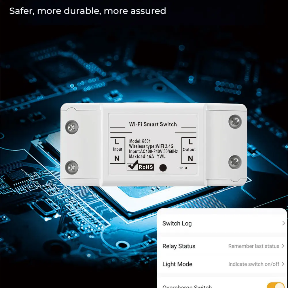 mobu Wifi Smart Switch 16A DIY Light Switches RF433 Wireless Smart Home With Tuya Smart Life App Google Home Alexa