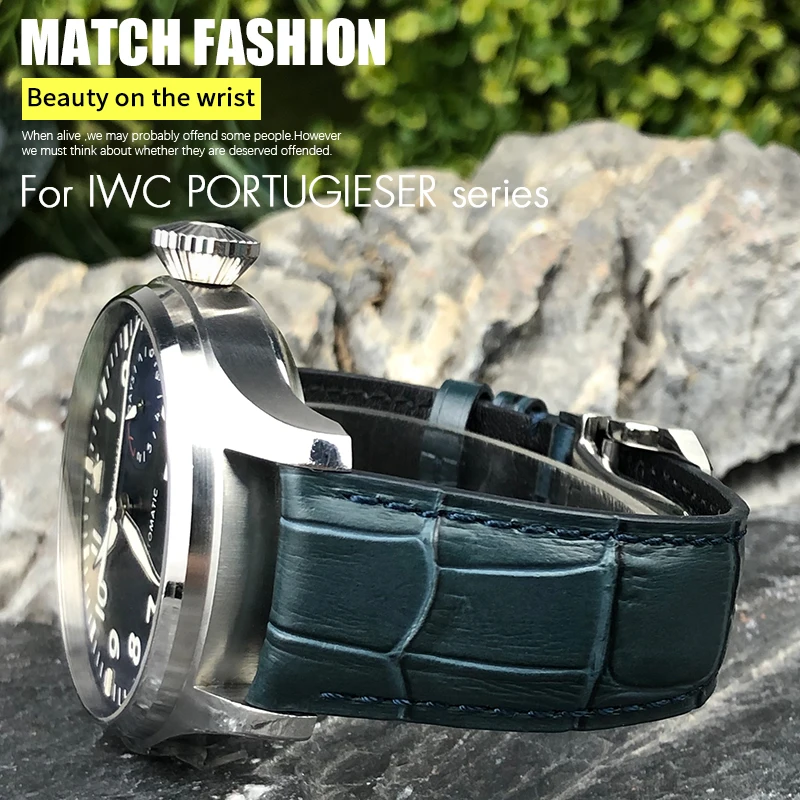 20mm 21mm 22mm Cowhide Watchband for IWC Big Pilot\'s Watches Portofino Portugieser Real Leather Watch Strap Wristband Bracelets