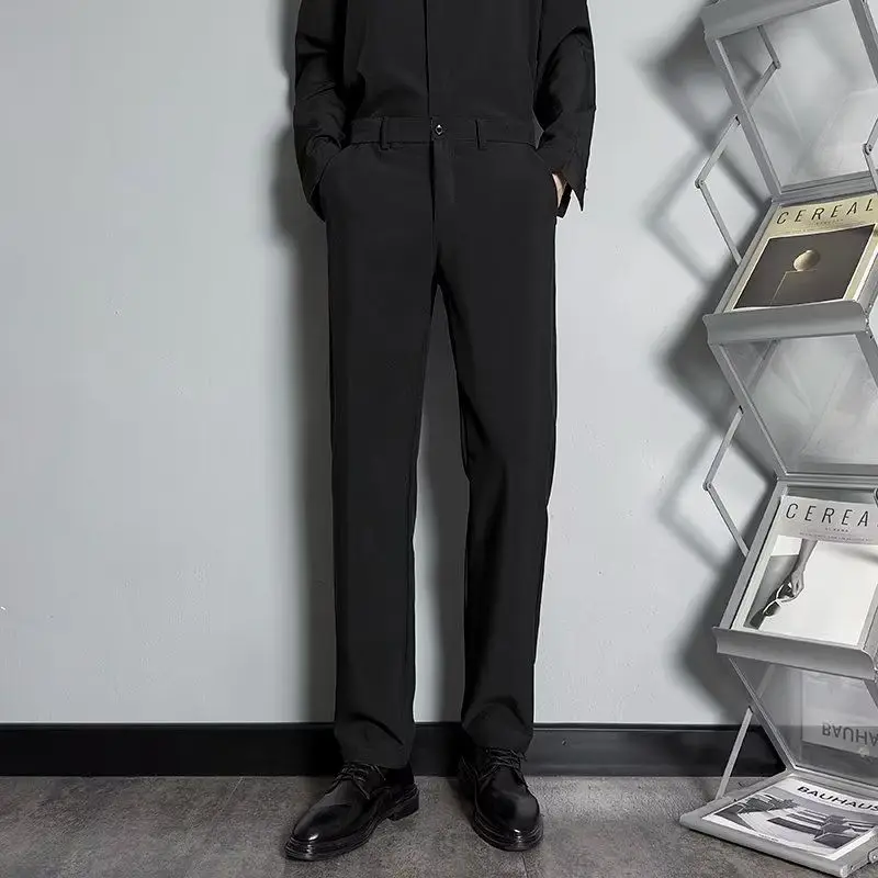 Men's Business Casual Trousers Loose Fit Thin Dress Pants Slim Elegant Commute Work Wear