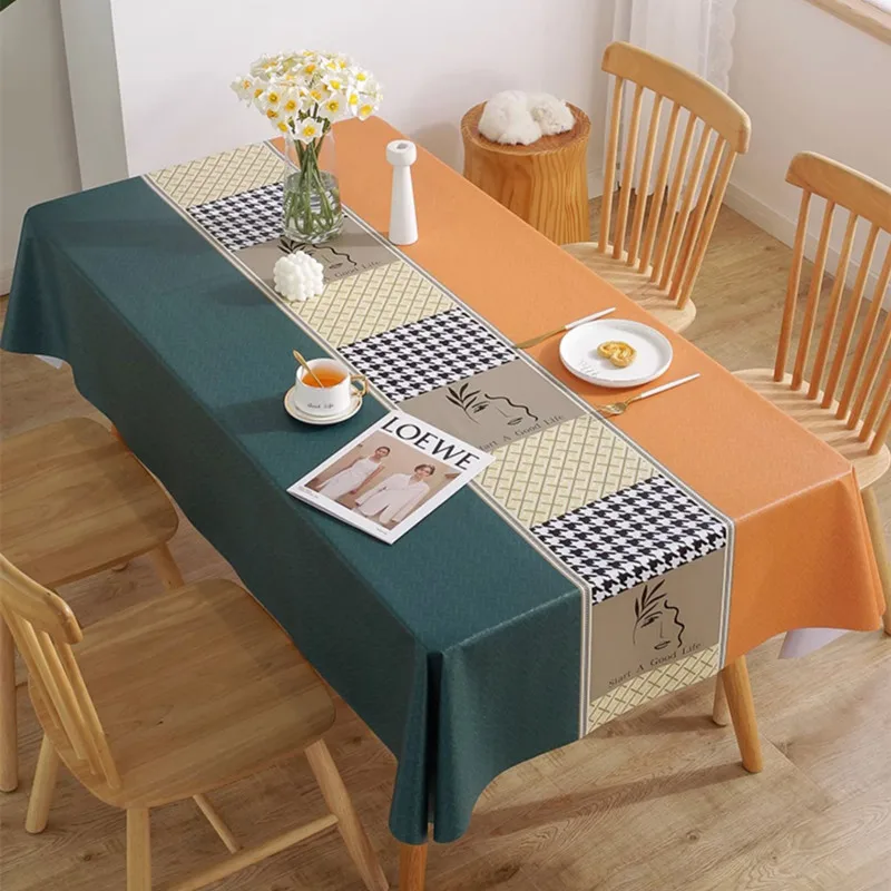 2024 Table waterproof, oil proof, and washable PVC household dining table cloth rectangular table cloth tea table mat fabric ar