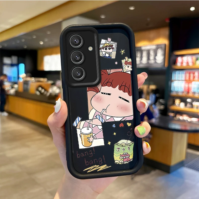 Lovely C-Crayon Shin-Chan Case For Samsung Galaxy S24 S23 S22 S21Ultra Plus S23 S21 S20 FE Case Liquid Silicone Shockproof Cover