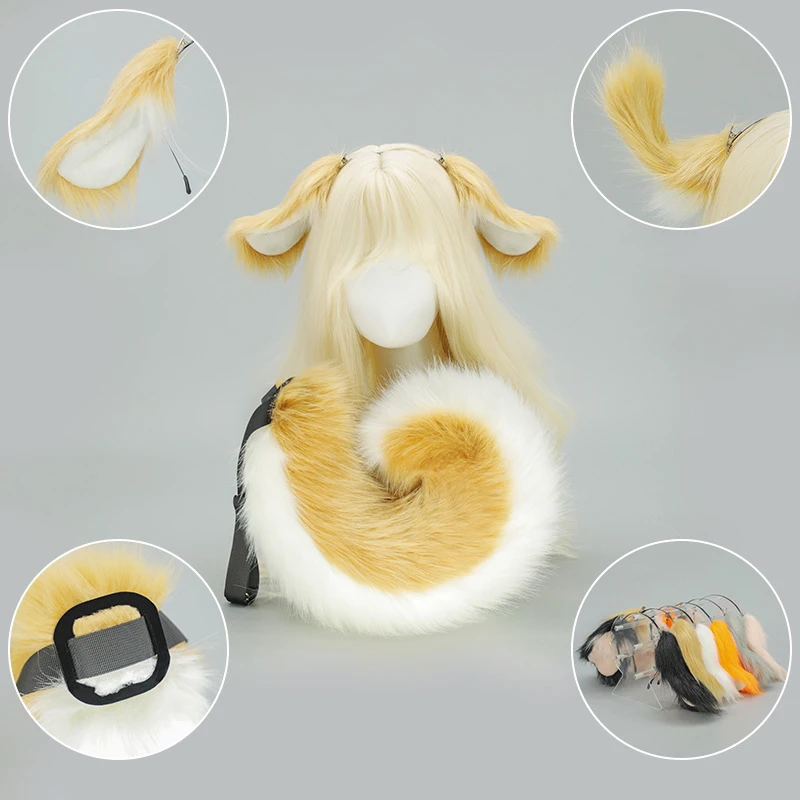 Mulheres dos desenhos animados earlobe coelho bandana bonito meninas de pelúcia cão orelha pele cauda cabelo peludo argola anime festa de halloween cosplay adereços