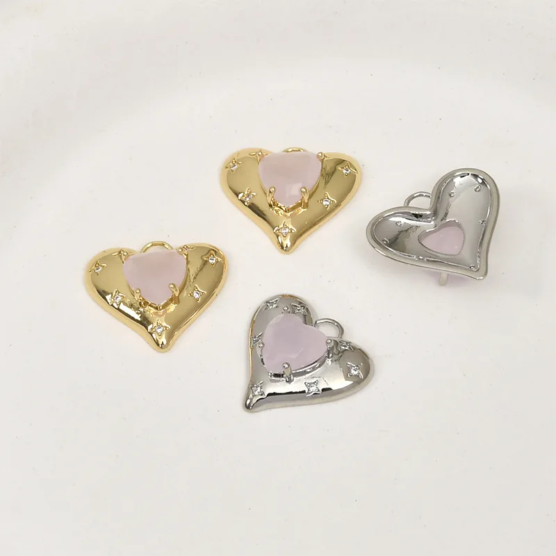 Copper-plated 14k Gold Color Protein Powder Big Love Pendant DIY Handmade Earrings Bracelet Necklace Accessories Material